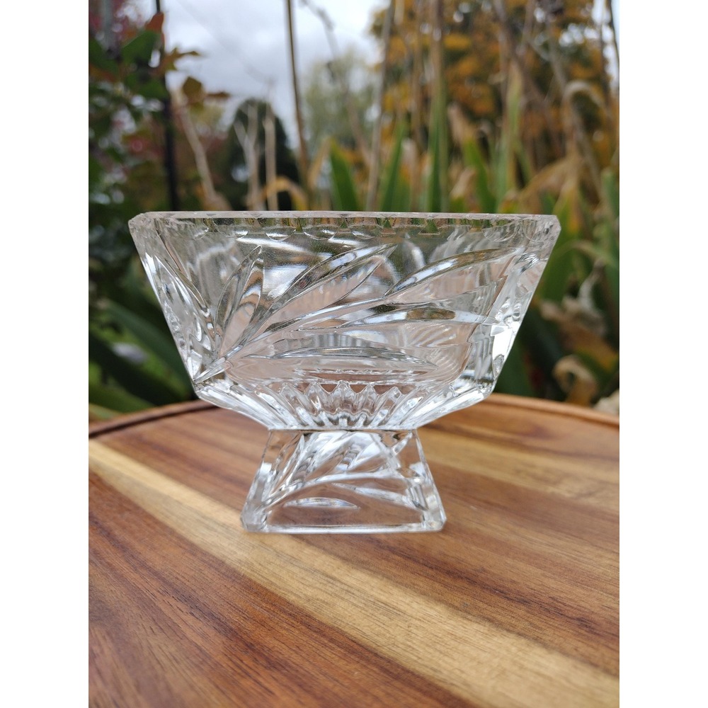 Vintage Square clear cut crystal dish 6 inches